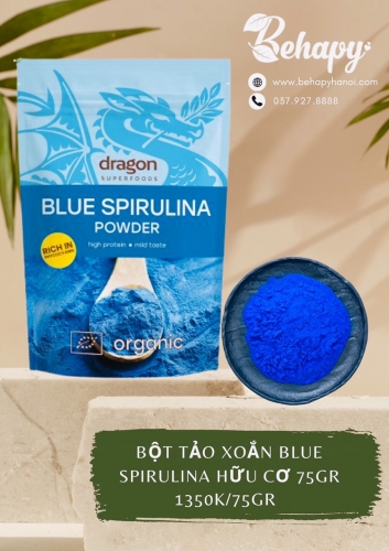Bột tảo Blue Spirulina hữu cơ Dragon Superfoods 75g