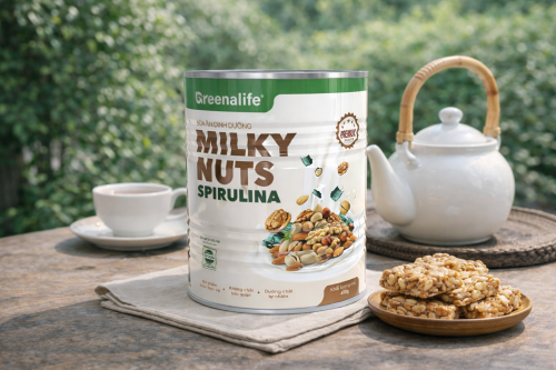 Sữa hạt dinh dưỡng Milky Nuts - Spirulina lon 400 gram