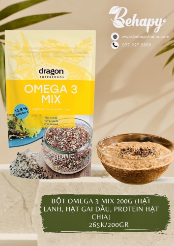 Bột Omega 3 Mix 200g (hạt lanh, hạt gai dầu, protein hạt chia)