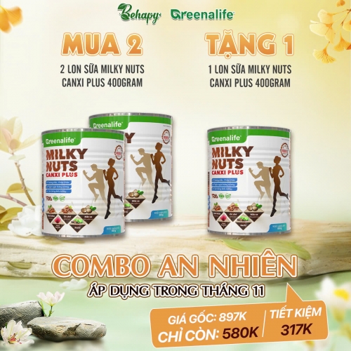 Combo An Nhiên - Mua 2 Milky Canxi Plus (Lon 400 gram) tặng 1 Milky Canxi Plus (Lon 400 gram)