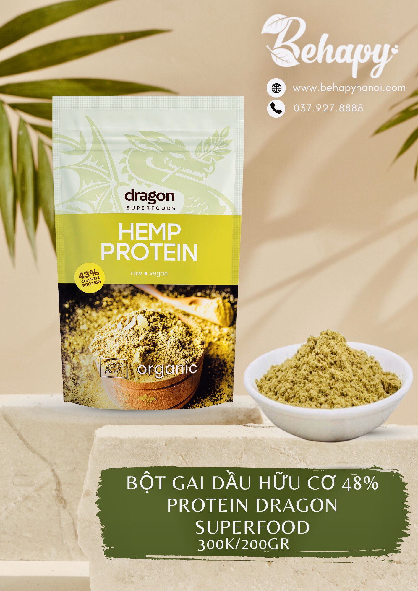 Bột Gai Dầu Hữu Cơ 48% Protein 200gr Dragon Superfood