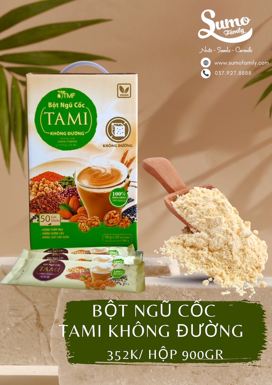 Bột ngũ cốc Tami không đường hộp 900gr