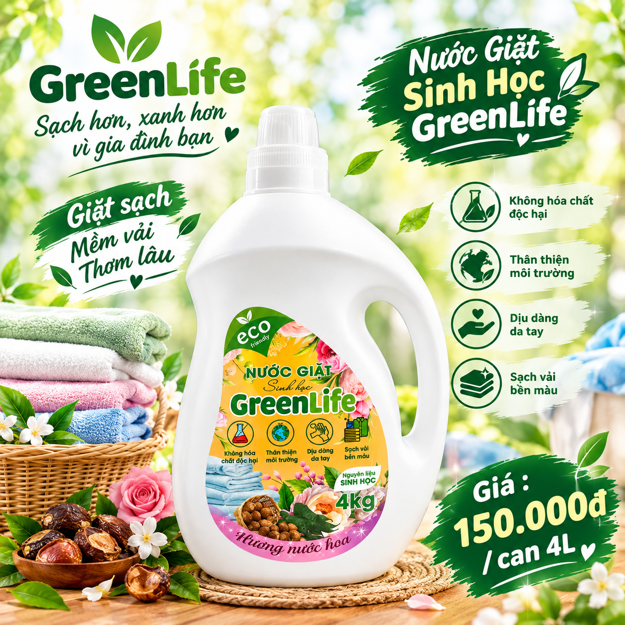 Nước Giặt Sinh Học Greenlife 4L