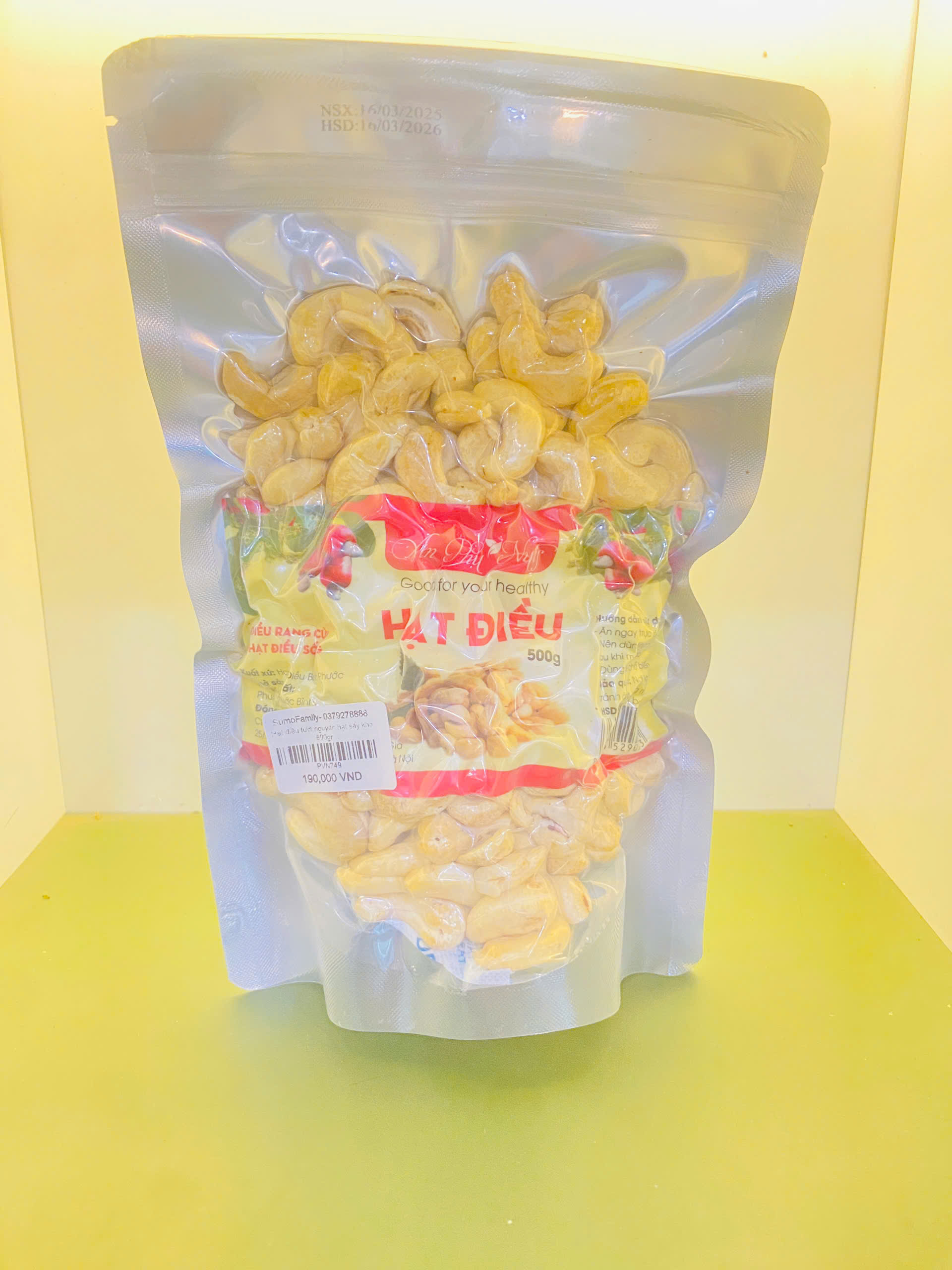 Hạt điều tươi nguyên hạt sấy khô 500gr