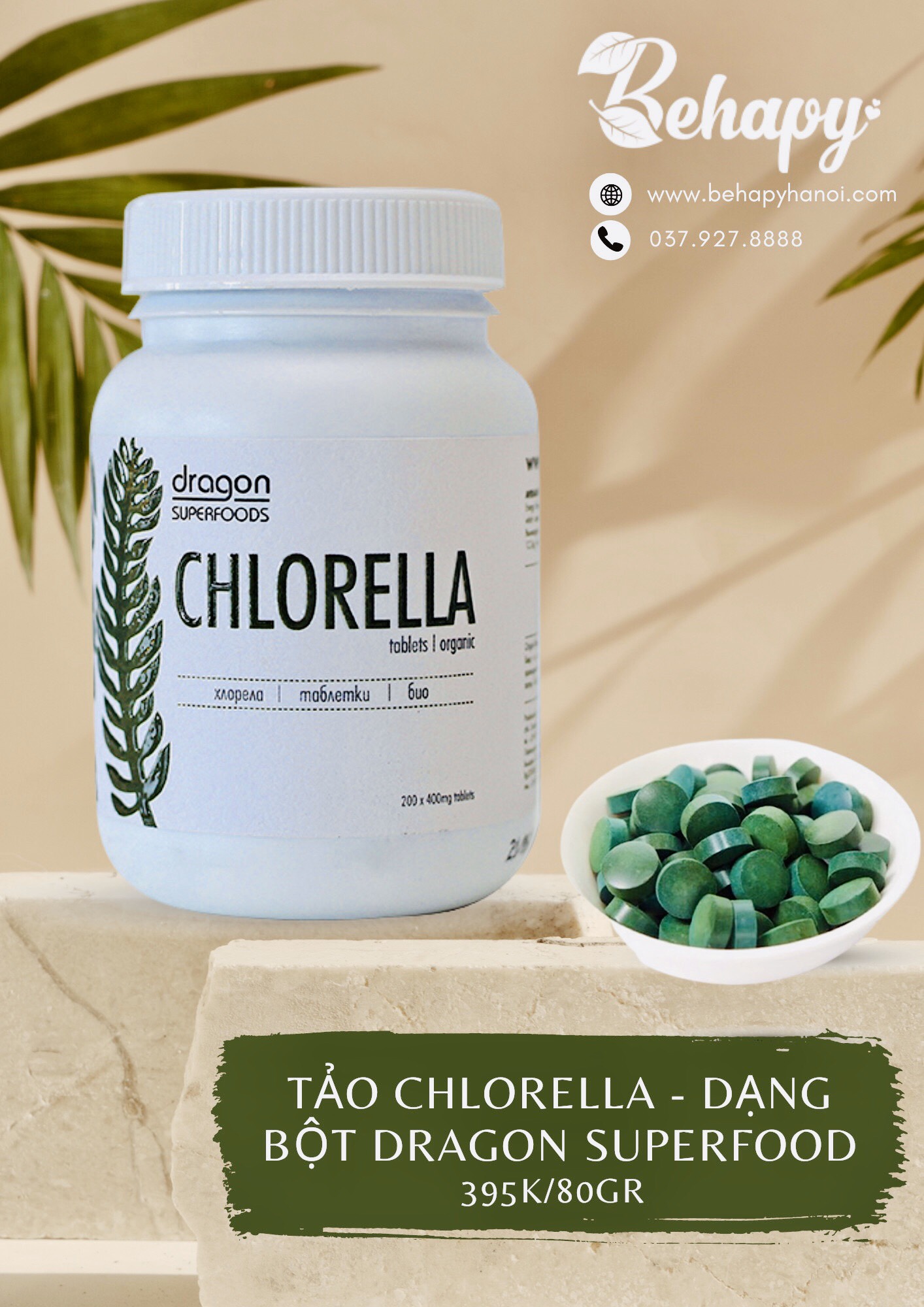 Tảo Lục Chlorella 80gr - dạng viên nén