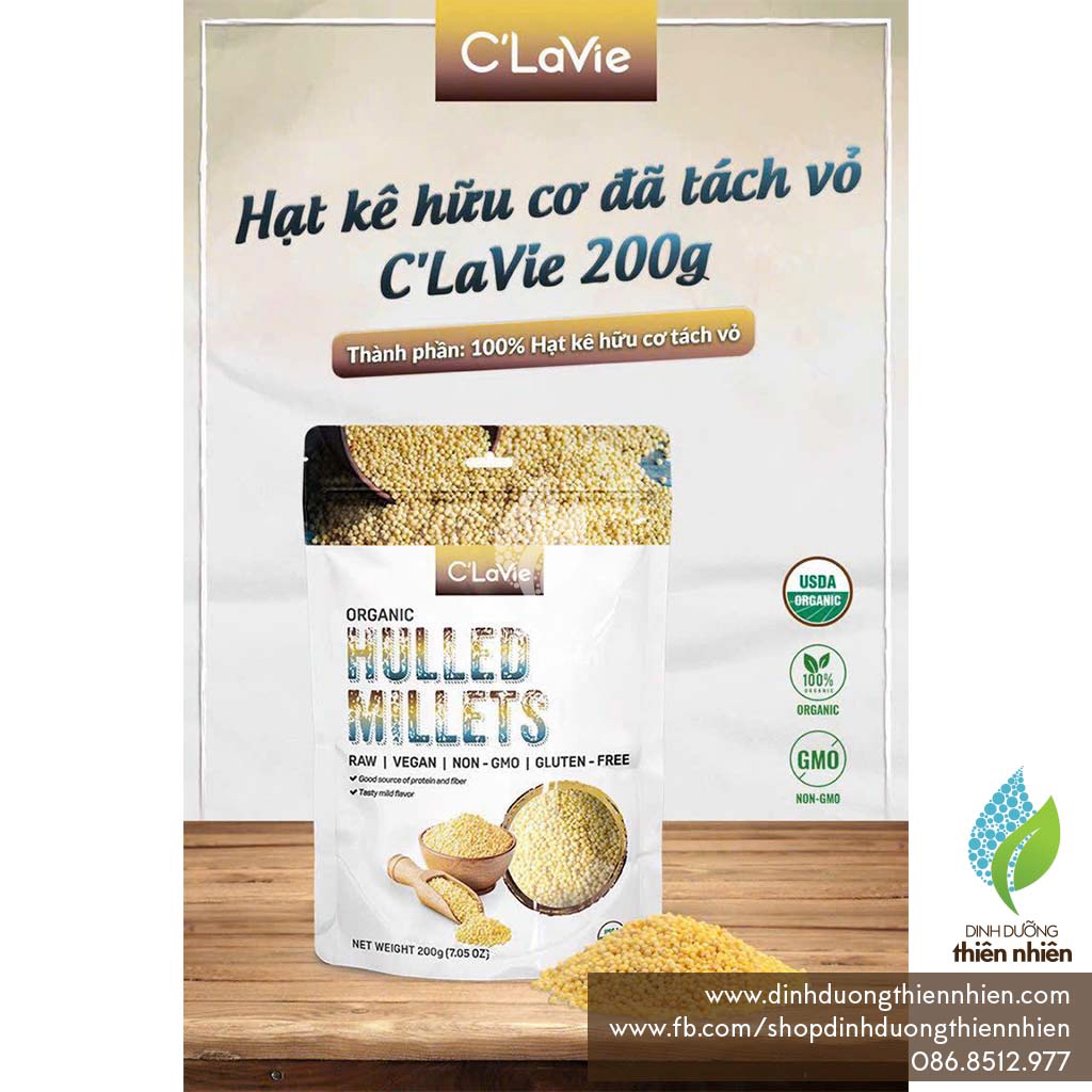 Hạt kê hữu cơ đã tách vỏ 200gr - C'LaVie