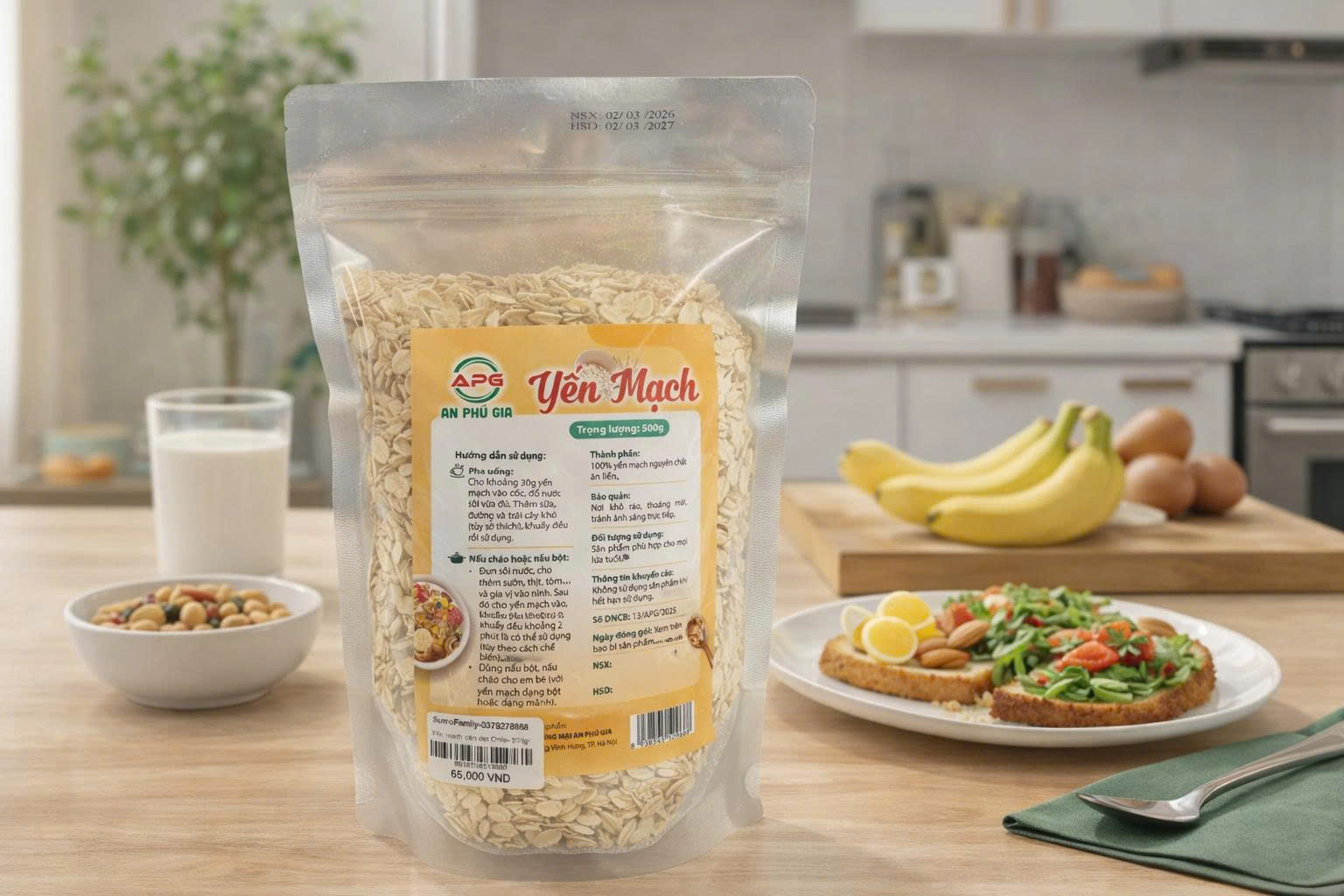 Yến mạch cán dẹt Chile - 500gr