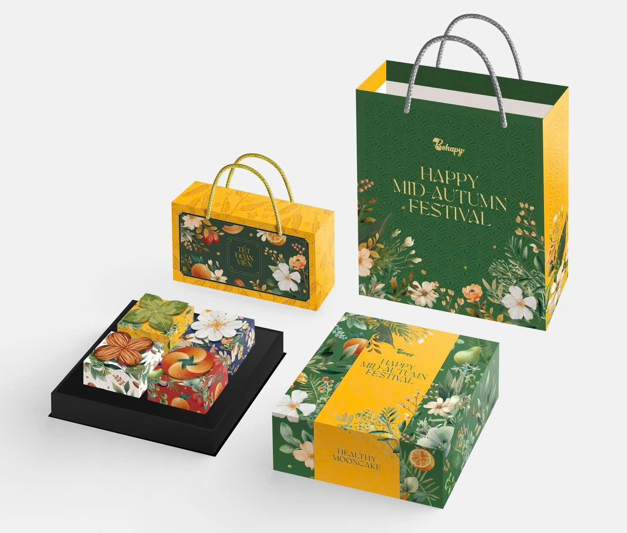 Trung thu 2025- Vỏ Hộp 4 Bánh Tròn, Chạm Vị An Nhiên Happy
